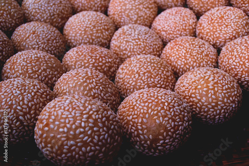 Recipes snack from asian culture, named onde,  on creative background