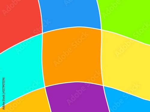 Geometric Abstract Design with Multicolor Curved Shapes