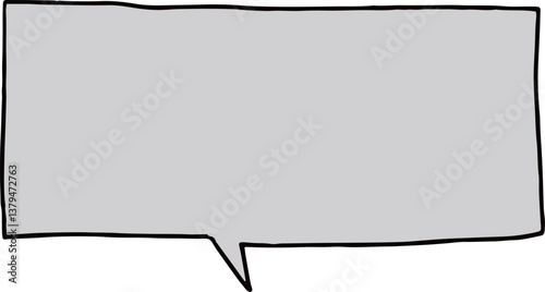 手描きのモノクロ吹き出し（四角・グレー）