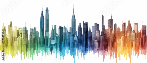 Rainbow City Skyline Illustration