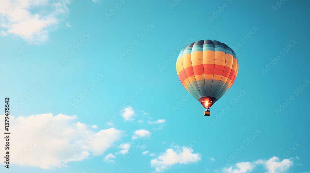 Fototapeta premium balloon, air, sky, hot, hot air balloon, flight, colorful, flying, fly, basket, ballooning, adventure, high, travel, fun, float, transportation, balloons, red, color, blue, sport, clouds, summer, ball