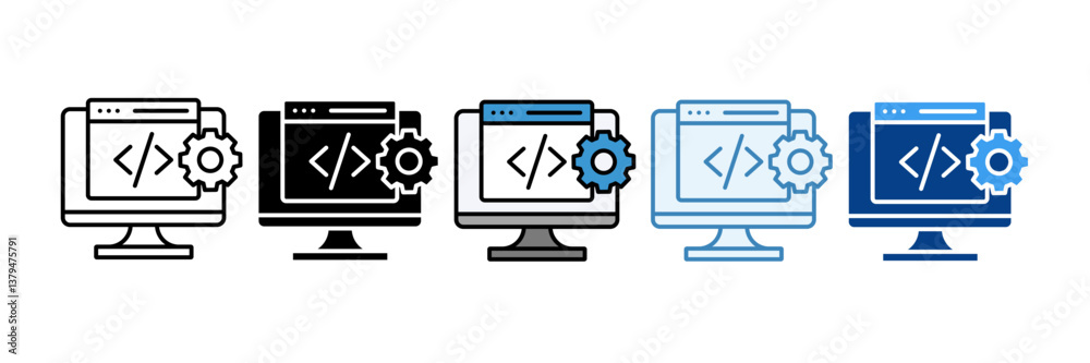 Web Development Icon Set Multiple Style Collection Web Development Icon Set Multiple Style Collection