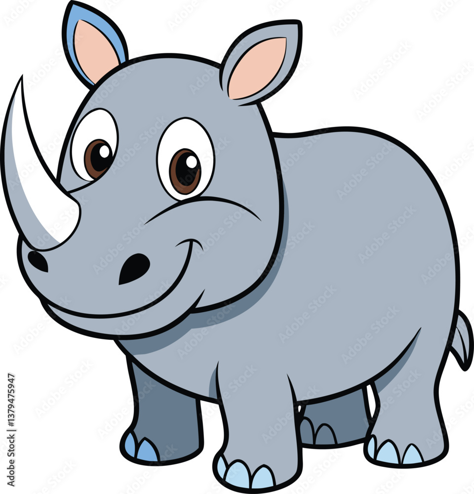 Naklejka premium rhinoceros cartoon vector art
