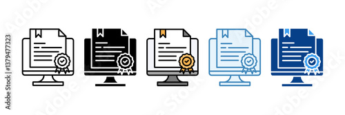 Digital Certificate  Icon Set Multiple Style Collection