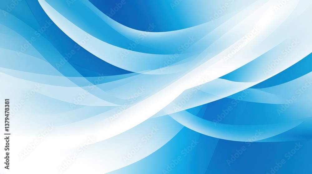 Fototapeta premium Abstract Blue and White Flowing Curves Background