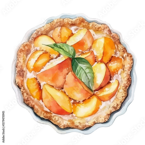 watercolor vector of Peach Cobbler, isolated on a white background. Peach Cobbler vector
