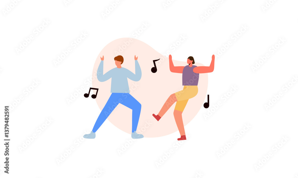 Happy people dancing character illustration Happy people dancing character illustration