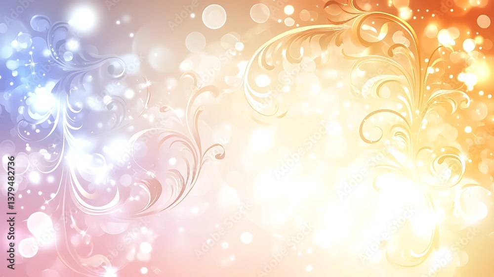 Abstract floral design with shining lights and decorative elements Abstract floral design with shining lights and decorative elements