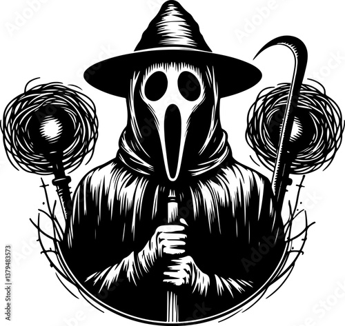 vector sketch illustration silhouette design icon logo symbol face devil demon scary killer maniac in horror movie  