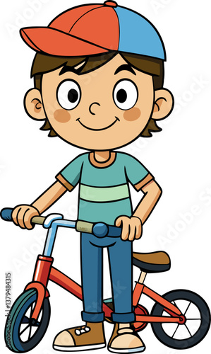 kid with bicycle cartoon vector art