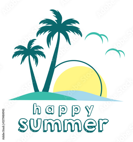 Wallpaper Mural Happy Summer Logo Vector editable stroke  Torontodigital.ca