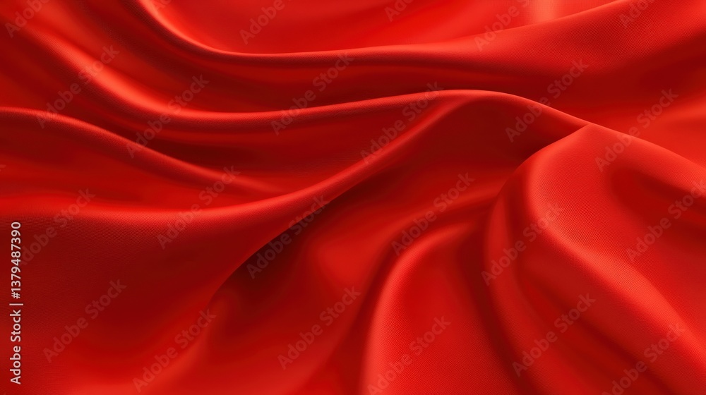 Obraz premium Close-up View of Red Satin Fabric Texture
