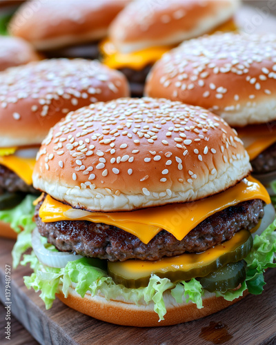 Ultimate Burger Triple Cheeseburger with Pickles and Savory Sauce
