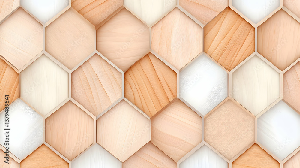 Seamless pattern of light wood hexagon tiles Seamless pattern of light wood hexagon tiles