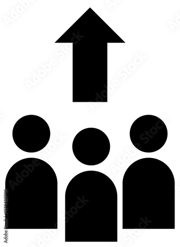 User growth icon with an upward arrow representing increased engagement, audience expansion, and business scaling with transparent background