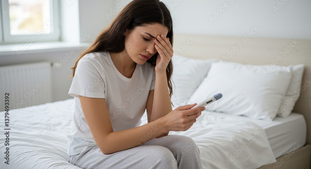 ベッドで沈黙、柔らかな光に包まれた女性の悲しみ ベッドで沈黙、柔らかな光に包まれた女性の悲しみ
