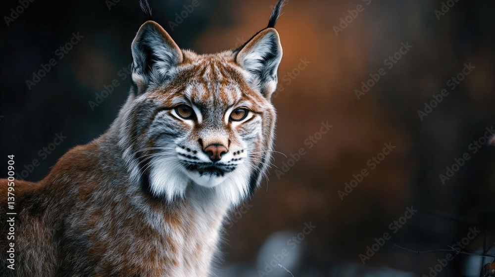 Close Up Portrait of a Lynx Looking Intently in a Forest Setting Close Up Portrait of a Lynx Looking Intently in a Forest Setting