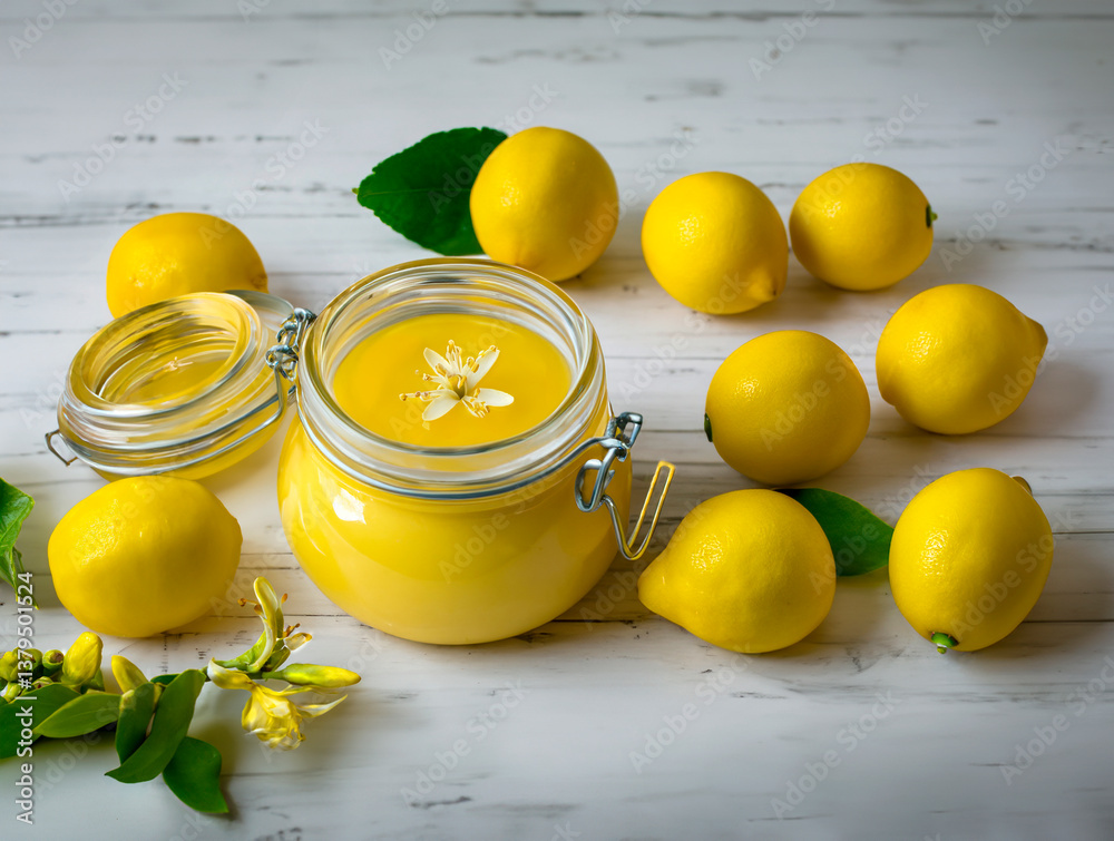 Lemon curd and fresh lemons
