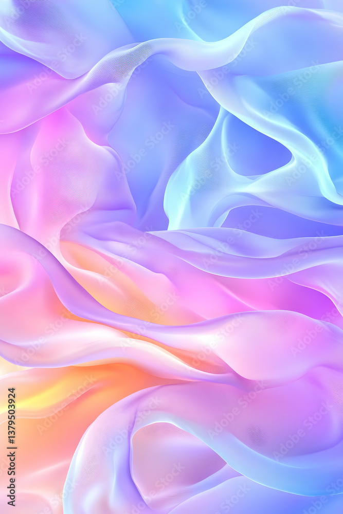 Fototapeta premium Abstract pastel fabric waves, flowing, soft, light, colorful background