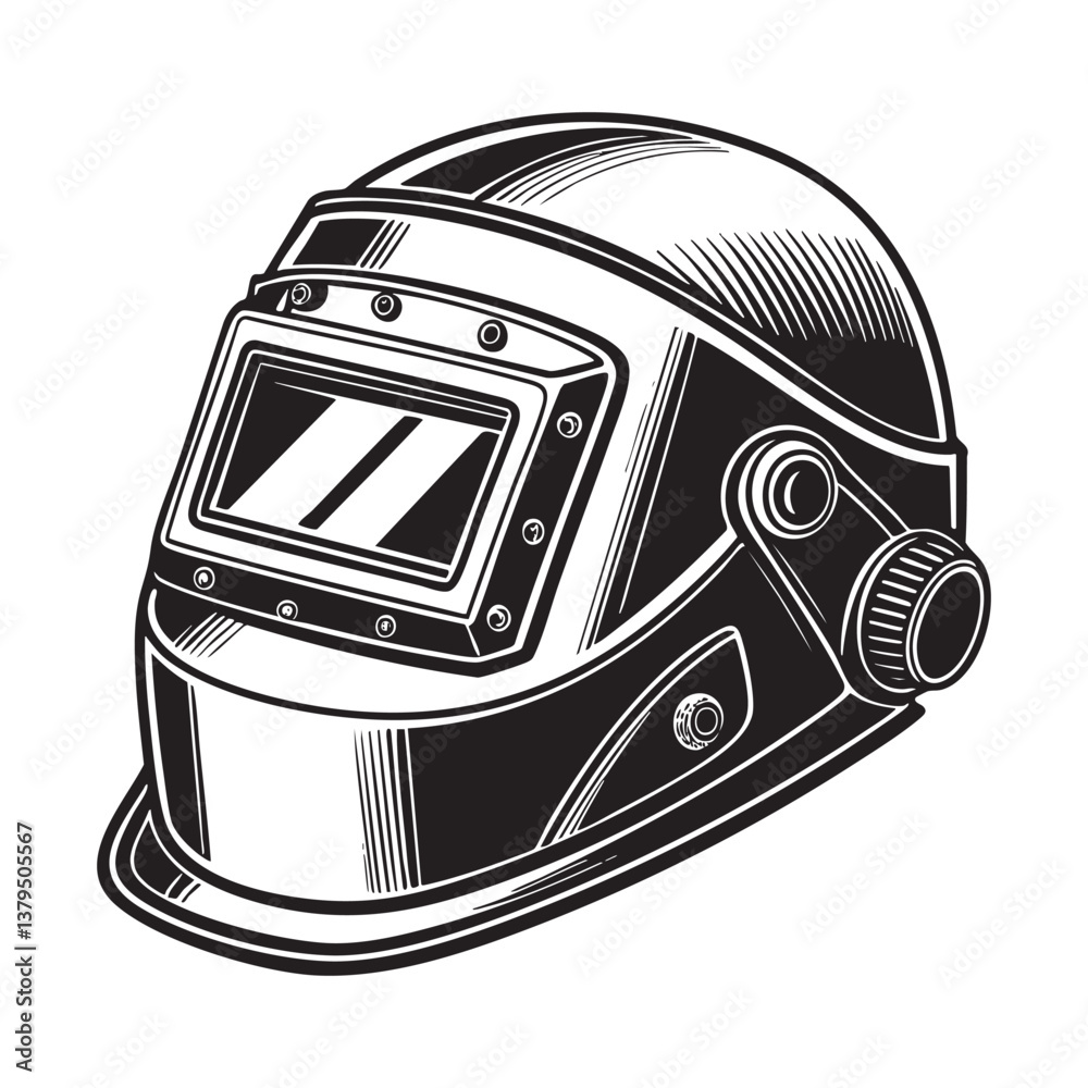 Fototapeta premium welding mask vector engraving illustration