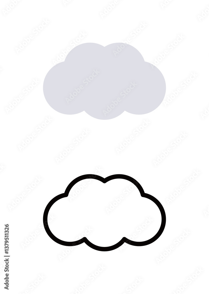 Simple hand-drawn illustration of clouds. It can represent cloudy weather. Simple hand-drawn illustration of clouds. It can represent cloudy weather.