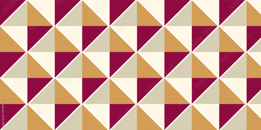 seamless geometric pattern brown and red color fabric. closeup square mosaic wall tiles vintage triangle cubic texture design. seamless geometric pattern brown and red color fabric. closeup square mosaic wall tiles vintage triangle cubic texture design.