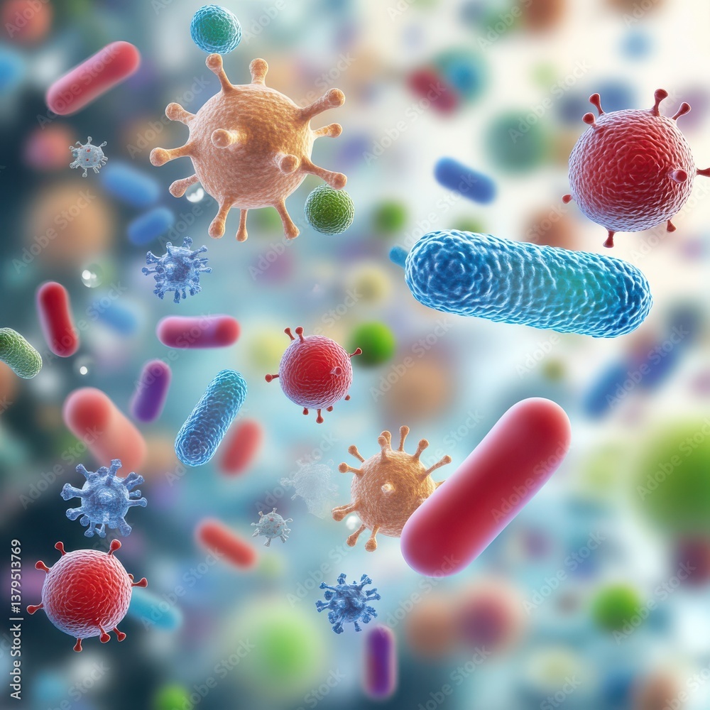 Pathogenic microbes transmission through gigapixel images science lab digital visualization microbial research close-up view Pathogenic microbes transmission through gigapixel images science lab digital visualization microbial research close-up view