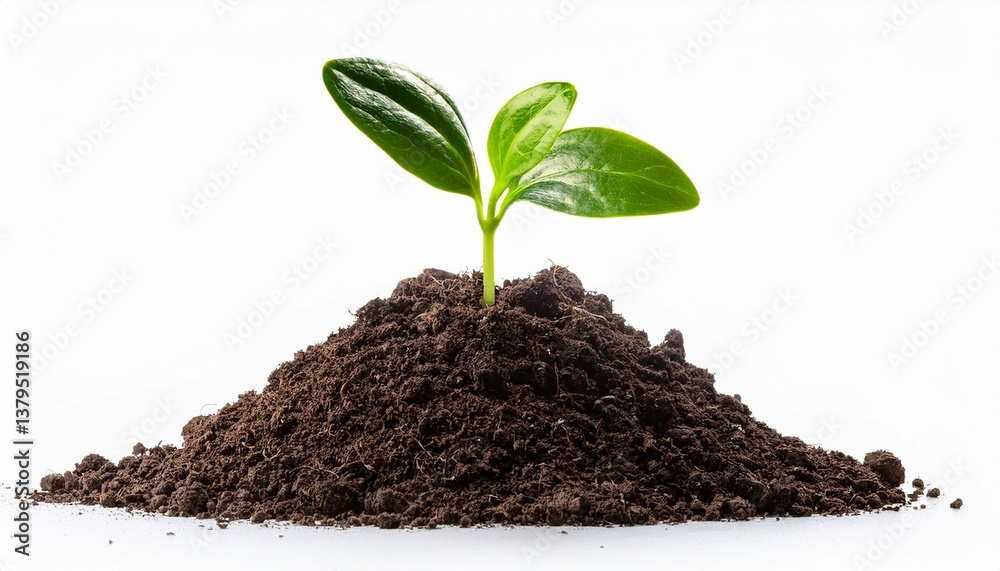 young plant in soil isolated young plant in soil isolated