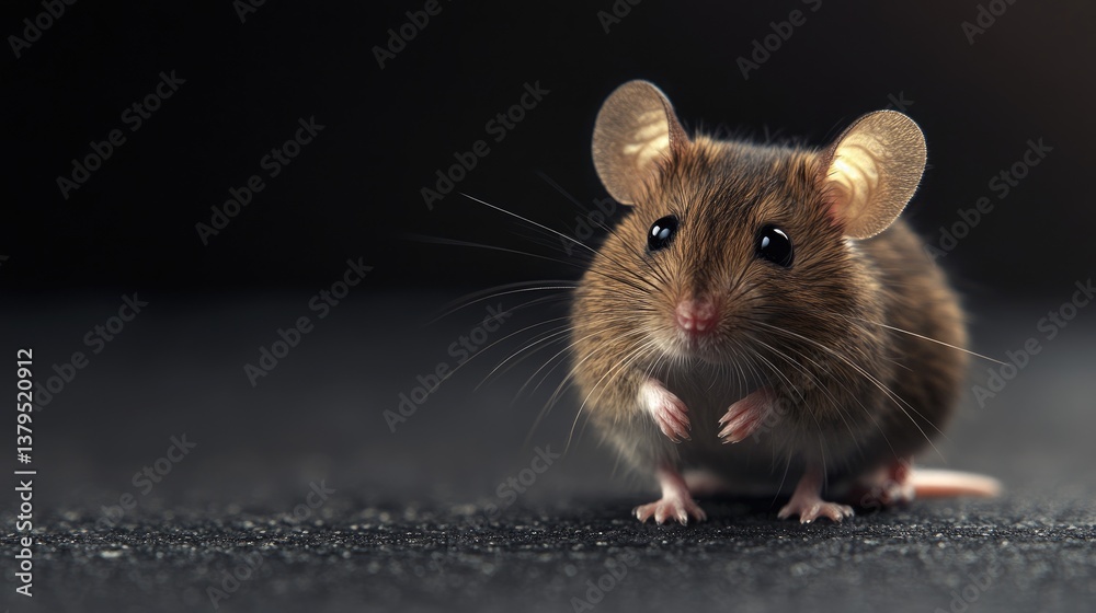 Closeup of Adorable Brown House Mouse Standing on Asphalt Ground Closeup of Adorable Brown House Mouse Standing on Asphalt Ground