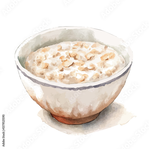 A watercolor vector illustration of Porridge, isolated on a white background.

