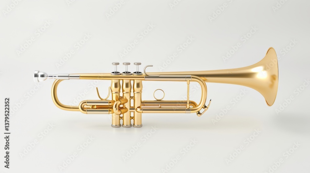 Fototapeta premium Hyperrealistic image of a trumpet studio setting gigapixel quality artistic vision close-up perspective