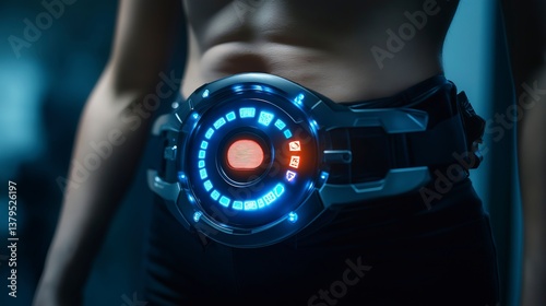 Obraz na płótnie Futuristic wearable tech on caucasian female adult in sci-fi setting w salonie