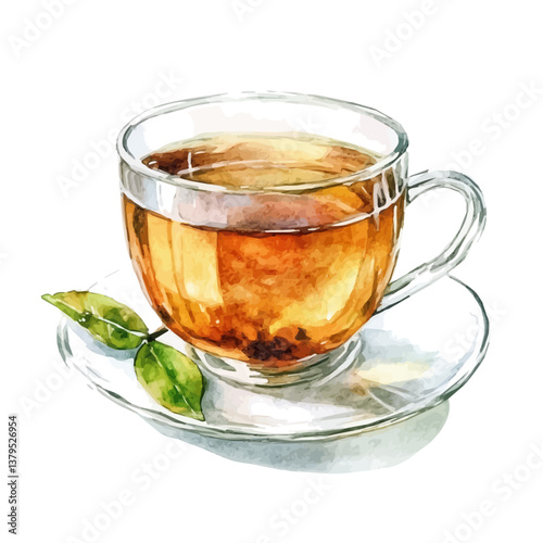 A watercolor vector illustration of Pu-erh Tea, isolated on a white background.

