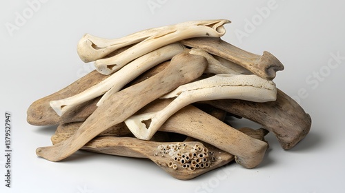A collection of naturally formed cuttlebones stacked and arranged providing a source of calcium and minerals for the beaks of birds parrots and other pets