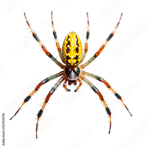 A Beautiful Golden Orb Weaver Spider Isolated on Transparent Background