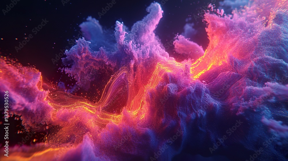 Cosmic Dust Clouds Interstellar Nebula Formation with Glowing Energy Flow Cosmic Dust Clouds Interstellar Nebula Formation with Glowing Energy Flow