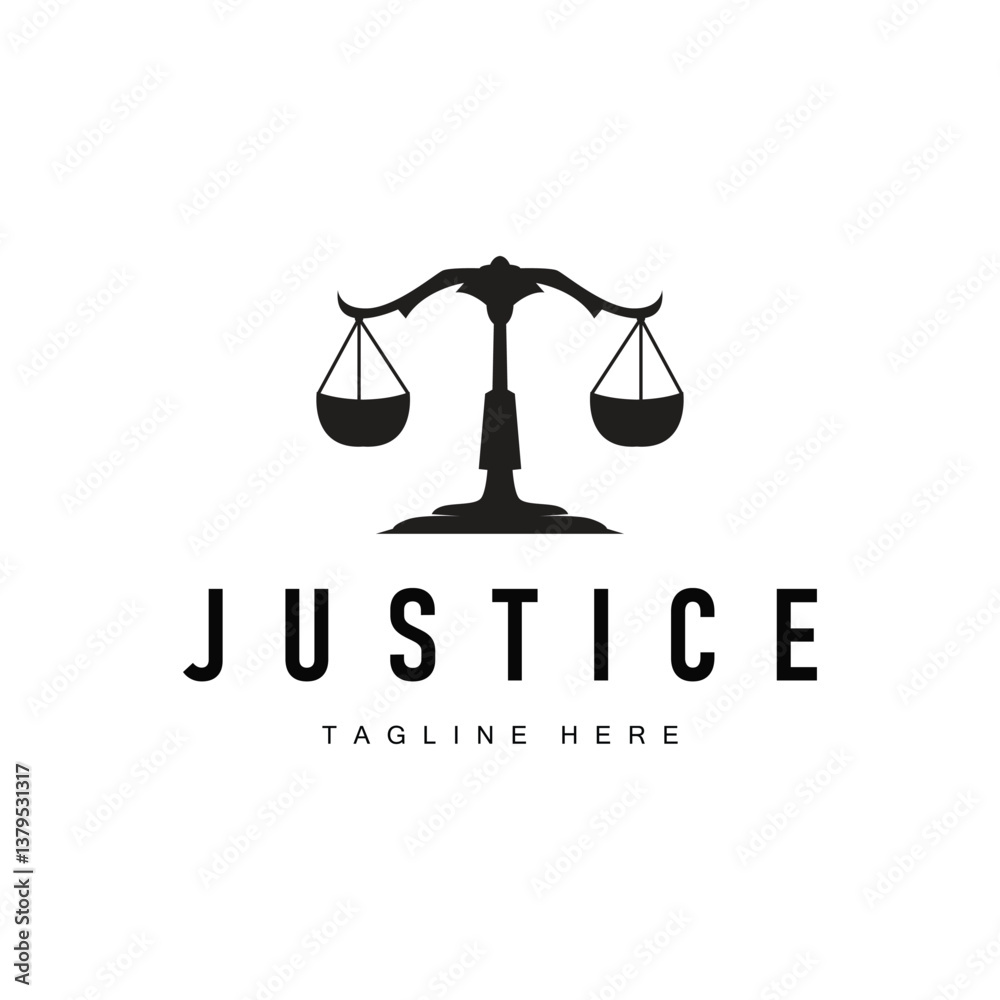 Φωτογραφία Simple black silhouette design of the scales of justice logo with a minimalist c