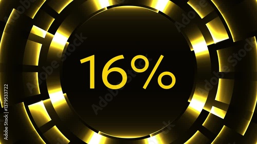 motion graphics video clip in bright light golden circle colors looped 0 to 100 percent animated