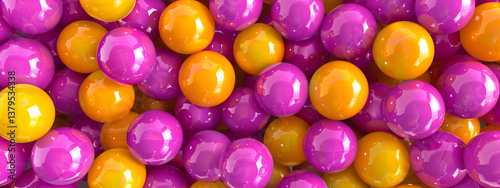 Close-up of a pile of colorful plastic prize balls, often found in vending machines.