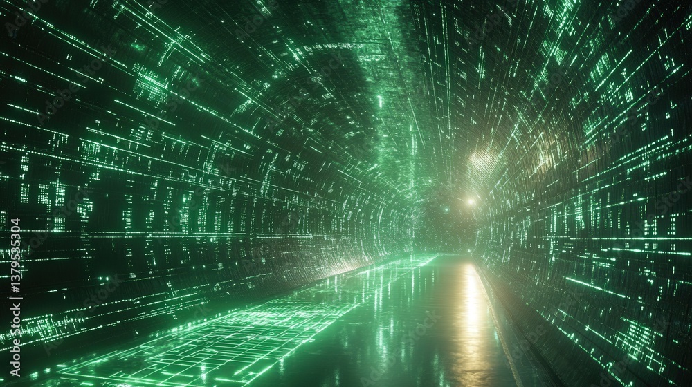 Obraz premium Digital Tunnel of Code and Data