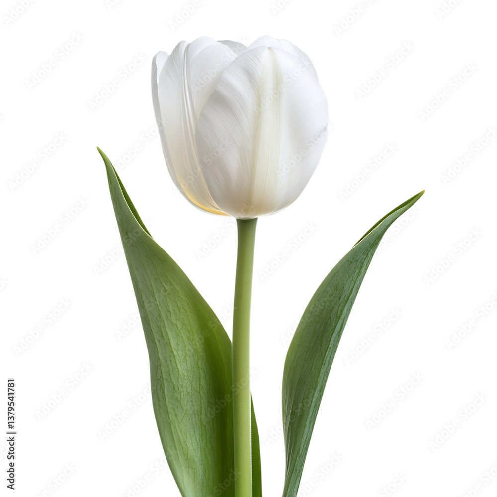 Fototapeta premium A Lovely Tulip with Smooth Slender Petals Isolated on Transparent Background