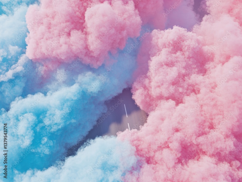 Fototapeta premium Ethereal Color Cloud Explosion Immersive Digital Art Experience Showcasing Pastel Dreamscape for Creative Branding and Sensory Marketing Trends