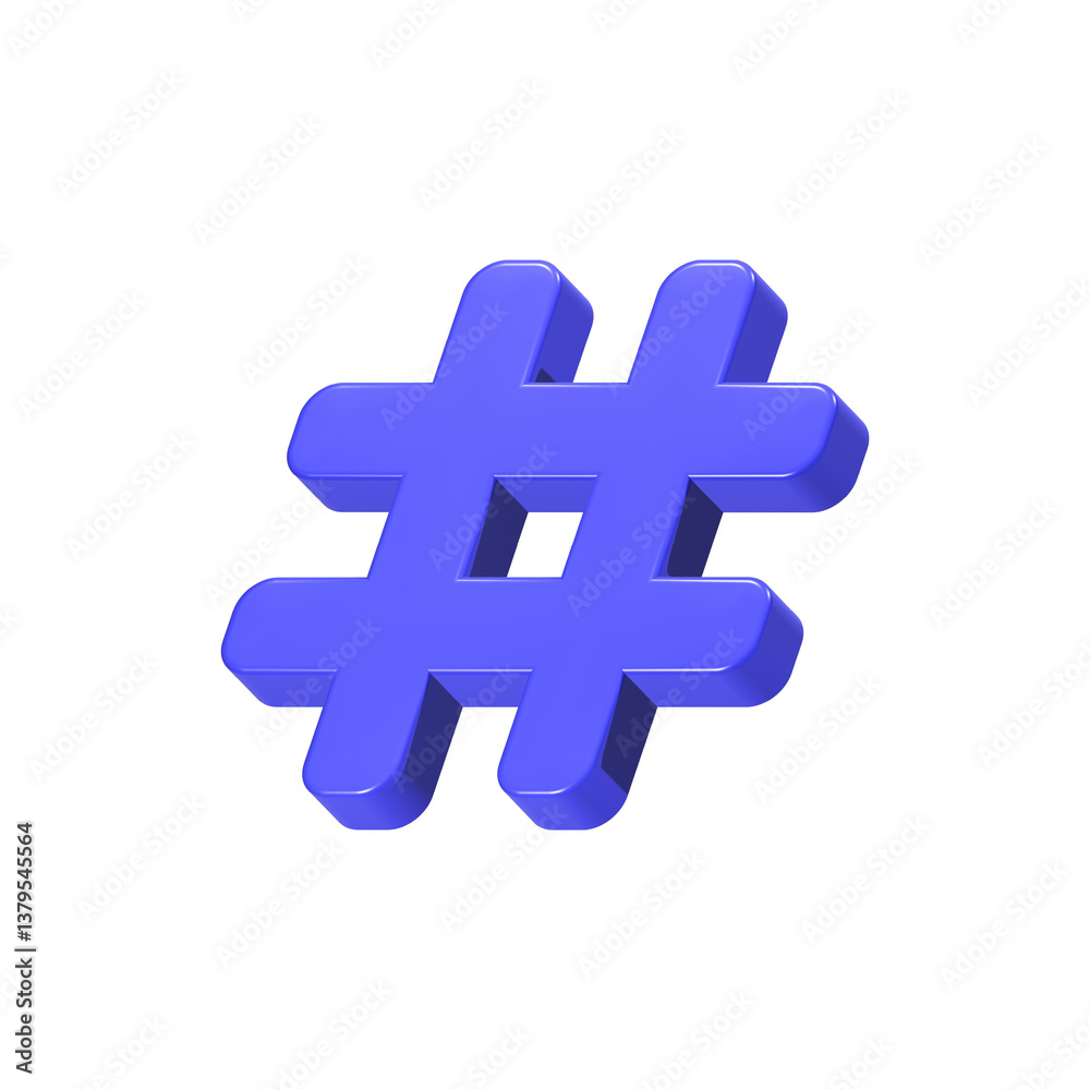 Fototapeta premium hashtag icon trend logo 3d rendering blue color