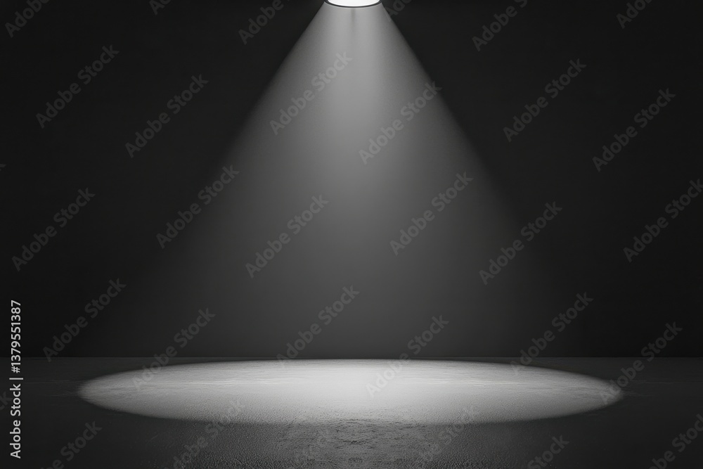 Obraz premium Spotlight Illumination on Empty Stage in Black Background