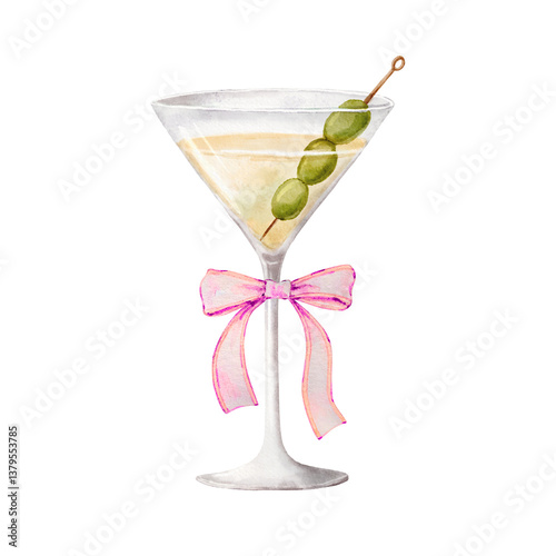 Martini Cocktail Glass with Bow Coquette