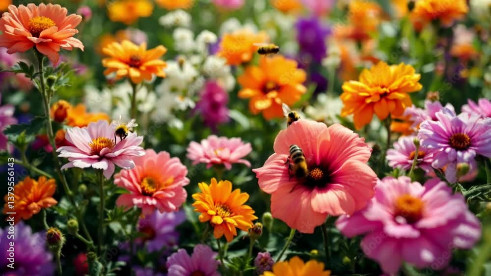 Vibrant flower bed bursting with color and life