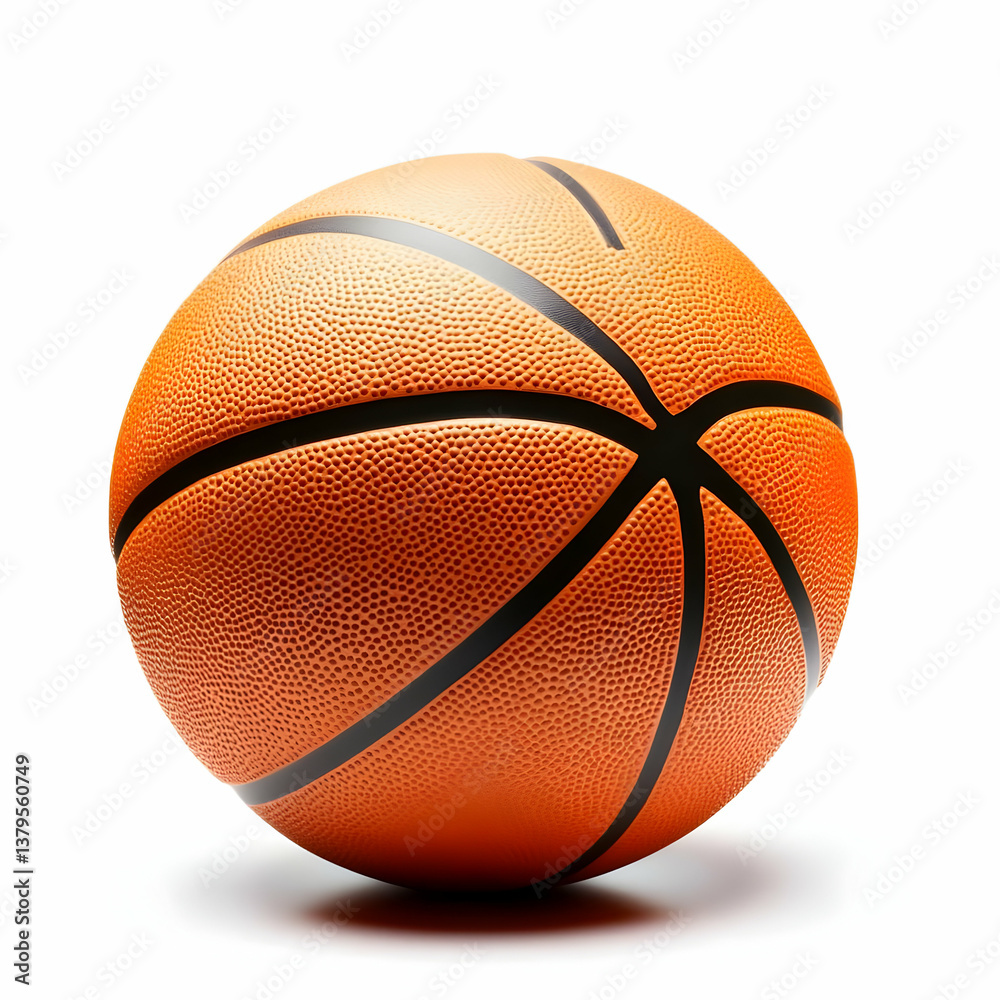 Fototapeta premium A vibrant orange basketball with a textured surface, perfect for showcasing athletic gear and playtime excitement.