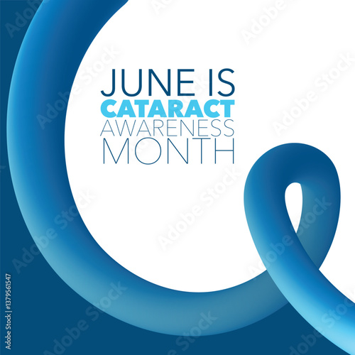 Cataract awareness month is observed every year in June, it is a dense, cloudy area that forms in the lens of the eye. Vector illustration.