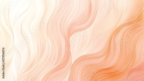 Abstract Peach And White Wavy Lines Pattern Background