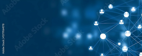 Abstract digital network background featuring interconnected nodes and data flow in a blue gradient. Perfect for tech-related themes.